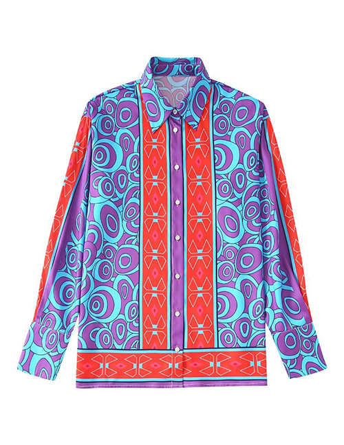 Fashion Color Cotton Printed Button Down Lapel Shirt