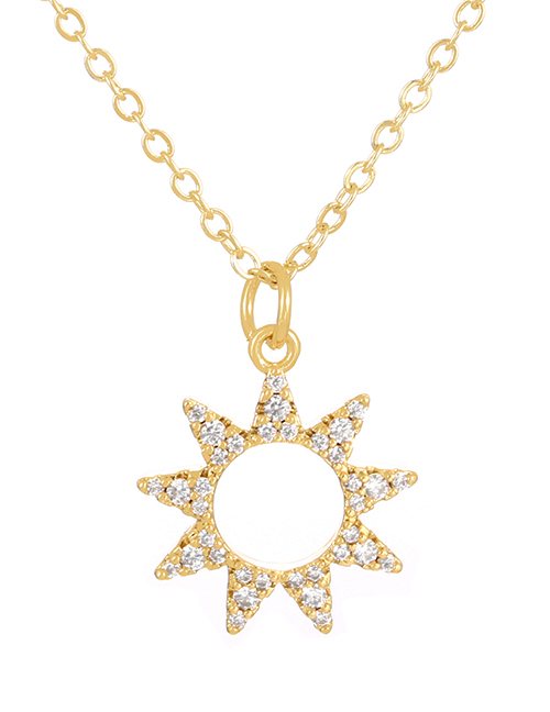 Fashion Gold Bronze Zircon Geometric Pendant Necklace