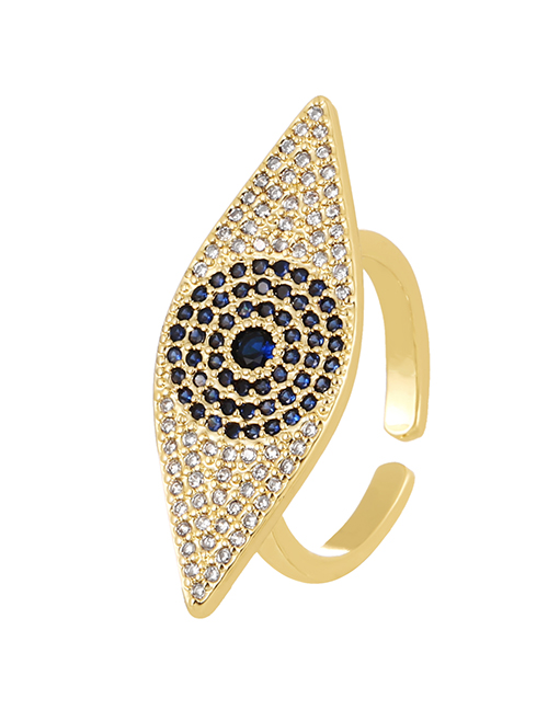 Fashion Navy Blue Bronze Zircon Eye Ring
