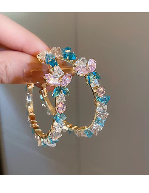 Fashion 1#-color Alloy Diamond Geometric Round Earrings  Alloy
