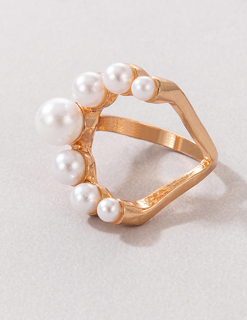 Fashion 3# Alloy Geometric Pearl Ring