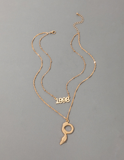 Fashion Gold Alloy Digital Snake Layered Necklace