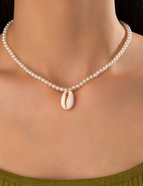 Fashion 3# Pearl Beaded Shell Necklace
