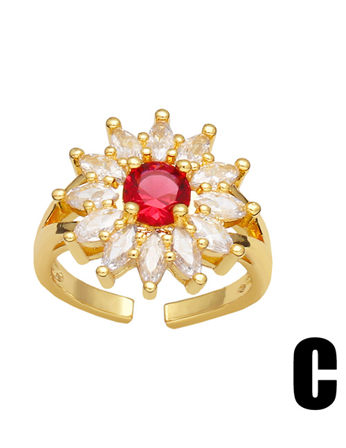 Fashion C Bronze Diamond And Pearl Geometric Open Ring