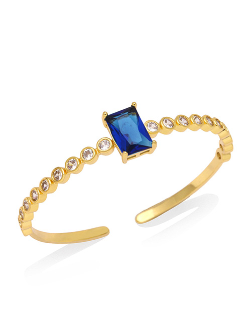 Fashion Dark Blue Brass Diamond Square Geometric Bracelet