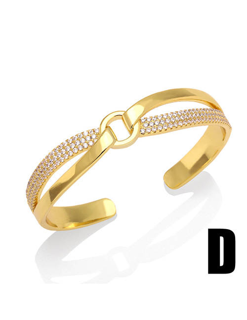Fashion D Bronze Zirconium Geometric Open Bracelet
