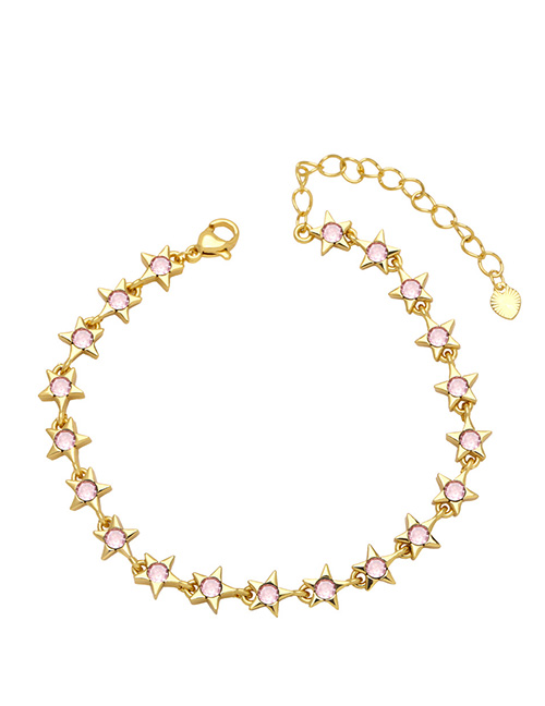 Fashion Pink Bronze Zirconium Pentagram Bracelet