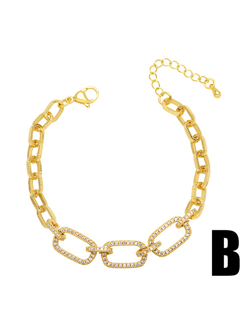 Fashion B Bronze Zirconium Chain Bracelet