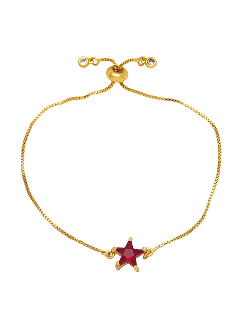 Fashion Red Brass Diamond Pentagram Pull Bracelet