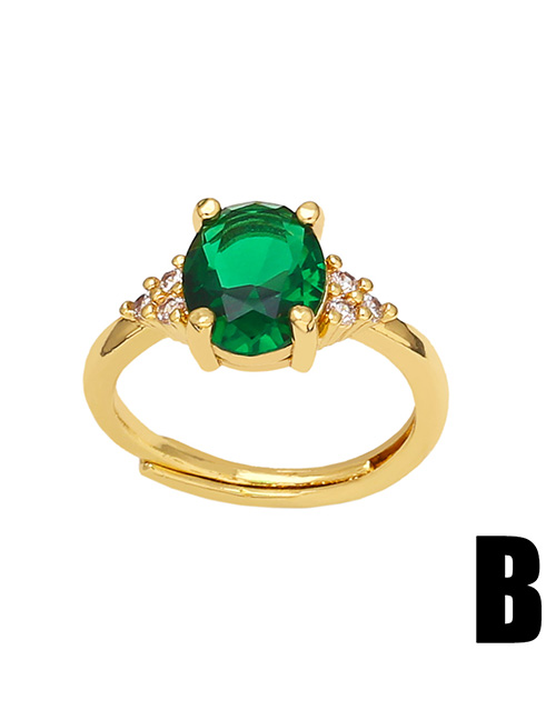 Fashion B Brass Set Round Zirconium Ring