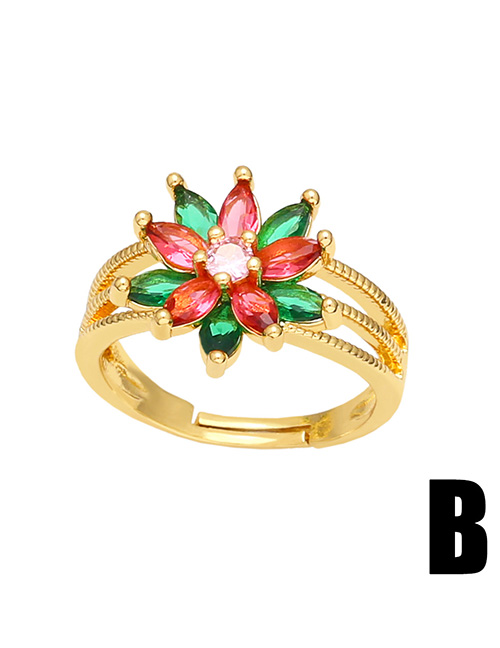 Fashion B Bronze Zirconium Flower Open Ring
