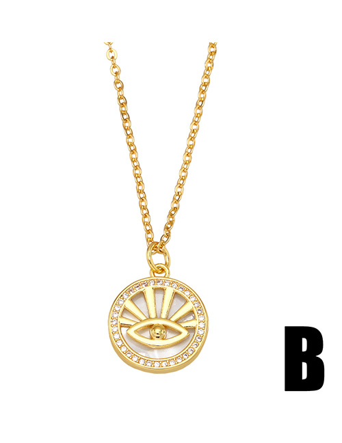 Fashion B Copper Diamond Geometric Eye Circle Necklace