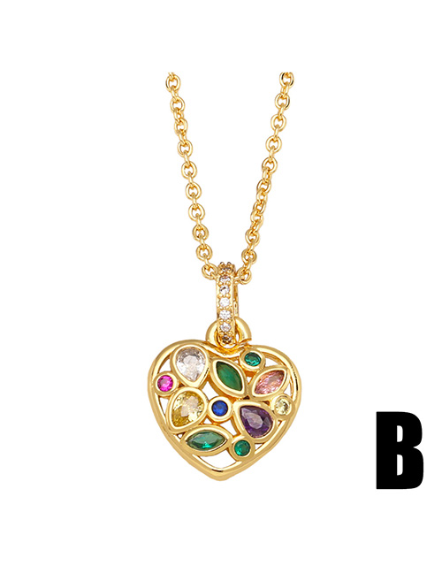 Fashion B Brass Gold Plated Diamond Heart Necklace