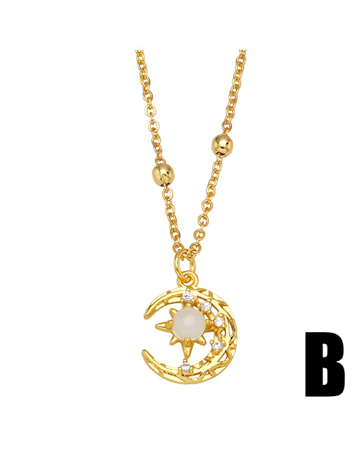 Fashion B Bronze Zirconium Crescent Necklace