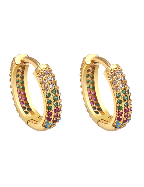 Fashion Mixed Color Brass Inset Zirconium Round Earrings