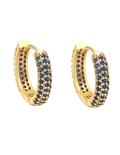 Fashion Blue Brass Inset Zirconium Round Earrings