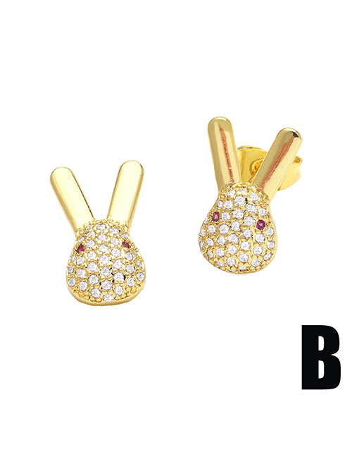 Fashion Rabbit Copper Diamond Rabbit Stud Earrings