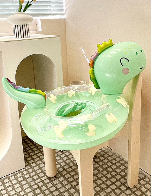 Fashion Dinosaur Series Green Sponge Bottom Handle Crotch Ring (suitable For 1-5 Years Old And Less Than 55 Catties) Pvc Cartoon Dinosaur Swimming Seat  Ordinary Pvc