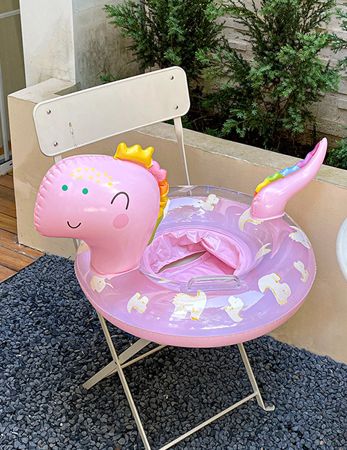 Fashion Dinosaur Series Pink Sponge Bottom Handle Crotch Ring (suitable For 1-5 Years Old And Less Than 55 Catties) Pvc Cartoon Dinosaur Swimming Seat  Ordinary Pvc