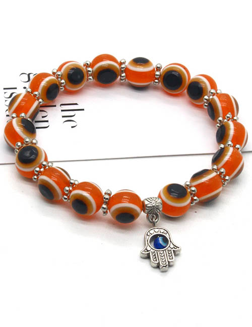 Fashion Orange Resin Geometric Eye Beaded Palm Bracelet