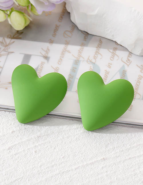 Fashion Grass Green Resin Geometric Heart Stud Earrings