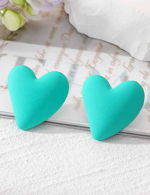 Fashion Lake Green Resin Geometric Heart Stud Earrings