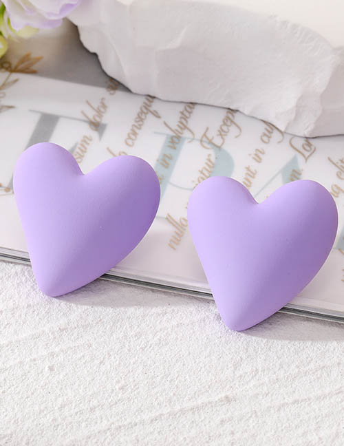 Fashion Purple Resin Geometric Heart Stud Earrings