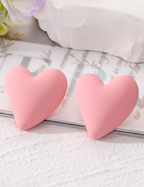 Fashion Pink Resin Geometric Heart Stud Earrings