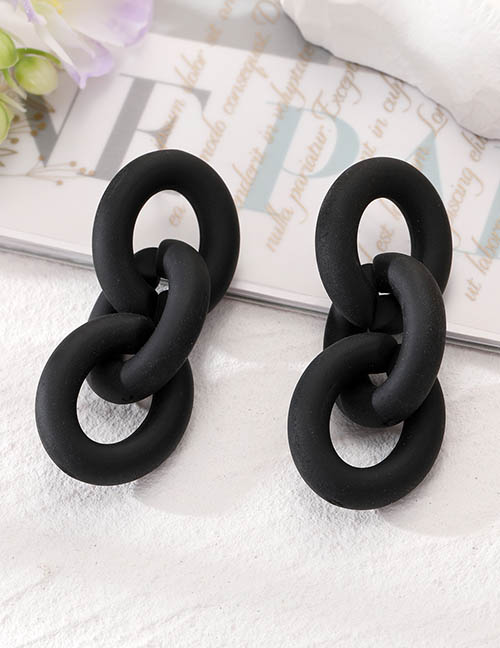 Fashion Black Resin Geometric Chain Stud Earrings