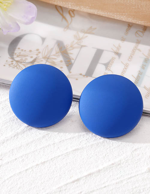 Fashion Navy Blue Resin Geometric Round Stud Earrings