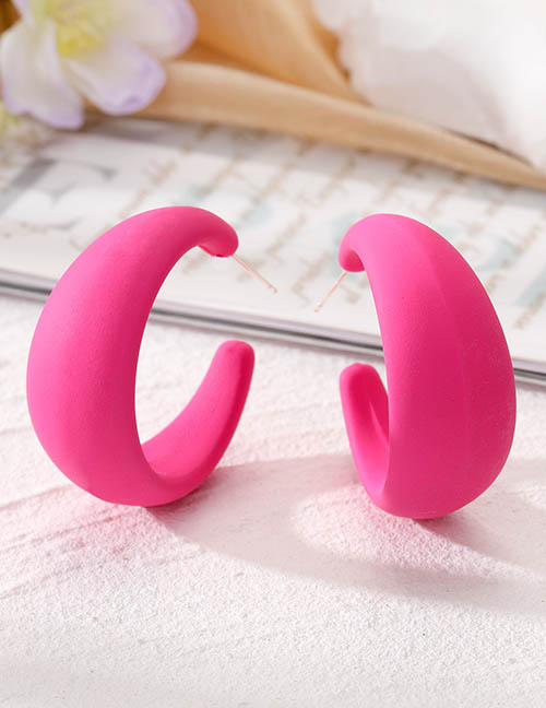 Fashion Pink Resin Geometric Crescent Earrings