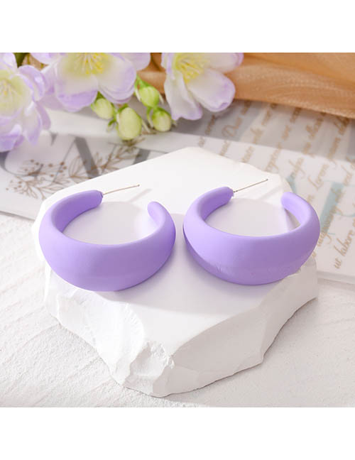 Fashion Light Purple Resin Geometric Crescent Earrings