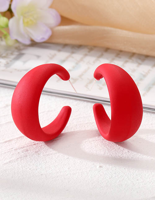Fashion Red Resin Geometric Crescent Earrings