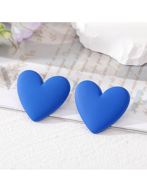 Fashion Navy Blue Resin Heart Stud Earrings