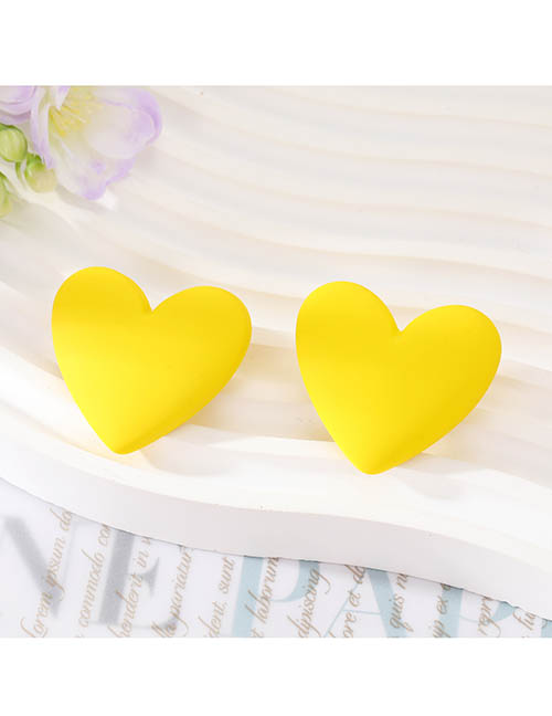 Fashion Yellow Resin Heart Stud Earrings