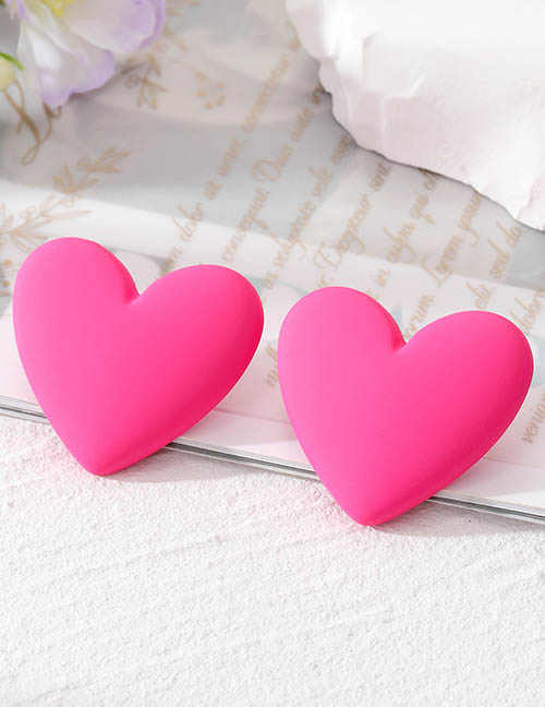 Fashion Pink Resin Heart Stud Earrings