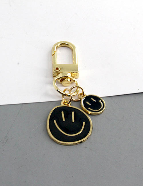 Fashion Black Resin Drip Oil Smiley Keychain
