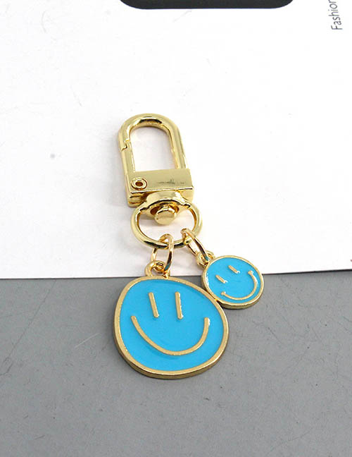 Fashion Blue Resin Drip Oil Smiley Keychain