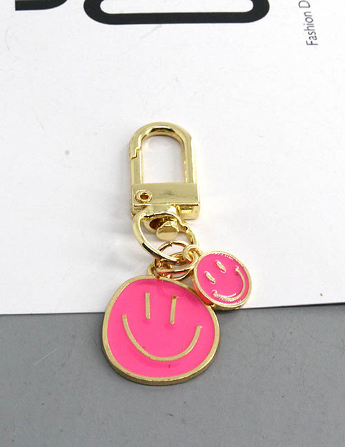 Fashion Rose Red Resin Drip Oil Smiley Keychain