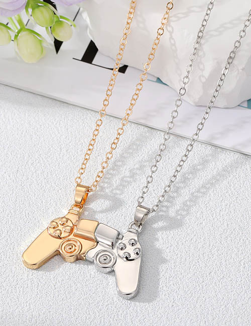 Fashion Bright Gold And Silver Game Console Alloy Geometry Game Console Handle Magnetic Necklace Set