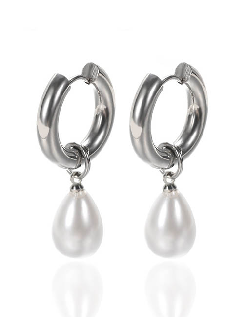 Fashion Platinum 1 Solid Copper Geometric Pearl Earrings