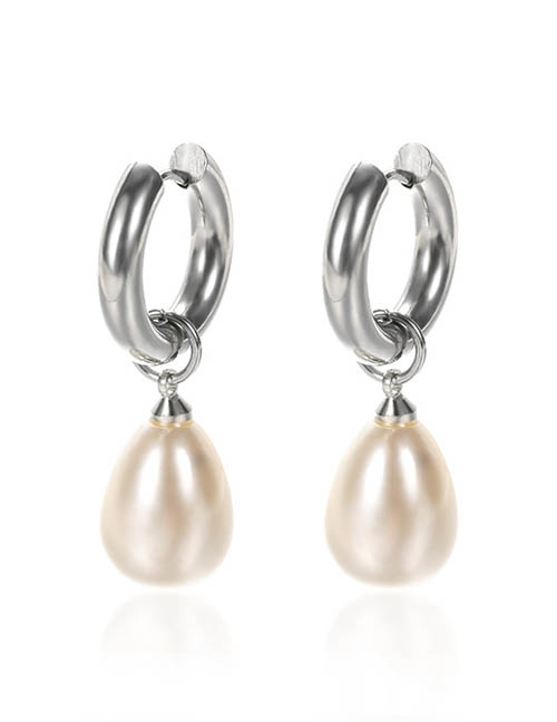 Fashion Platinum 3 Solid Copper Geometric Pearl Earrings