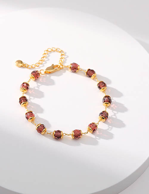 Fashion Brown Copper Gold Plated Faceted Crystal Bracelet