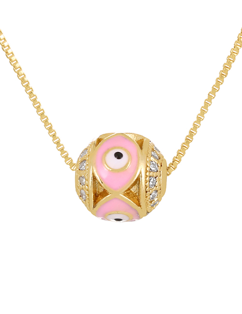 Fashion Pink Bronze Zirconium Oil Drop Eye Ball Necklace