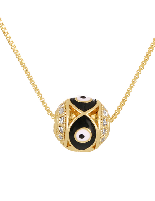 Fashion Black Bronze Zirconium Oil Drop Eye Ball Necklace