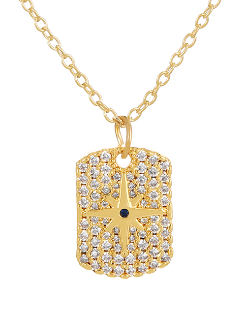 Fashion Silver-2 Bronze Zircon Geometric Star Pendant Necklace