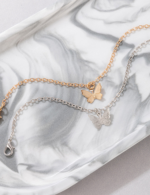 Fashion Gold And Silver Alloy Geometric Butterfly Bracelet Set