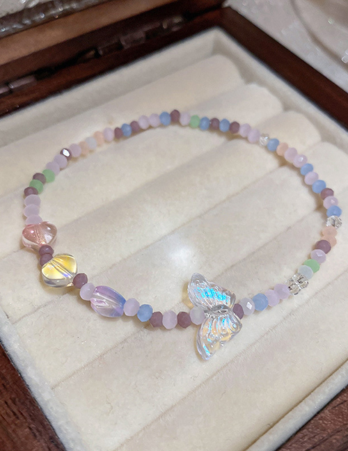 Fashion Color-bracelet Geometric Colorful Crystal Beaded Butterfly Heart Bracelet
