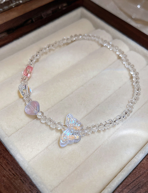 Fashion Transparent Color - Bracelet Geometric Colorful Crystal Beaded Butterfly Heart Bracelet