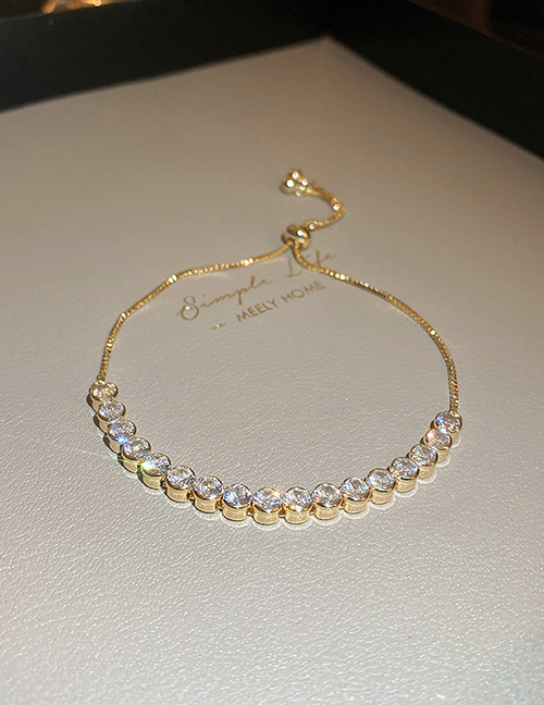 Fashion Bracelet - Gold (real Gold Plating) Copper Diamond Wave Geometric Bracelet